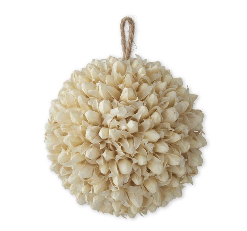 4.75" Cream Dried Pod Ball Ornament
