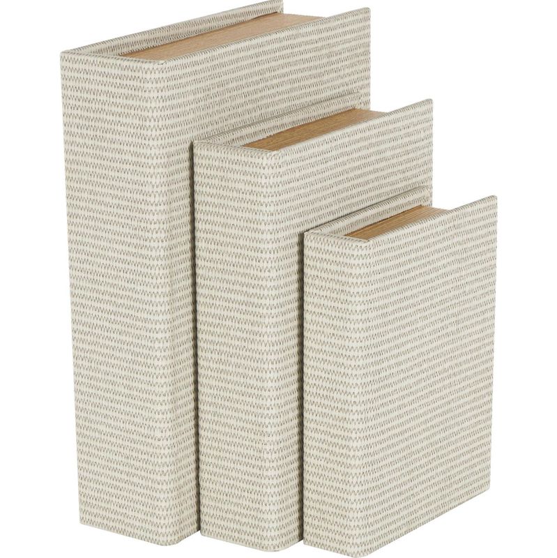 Cream Textured Stripe Faux Book