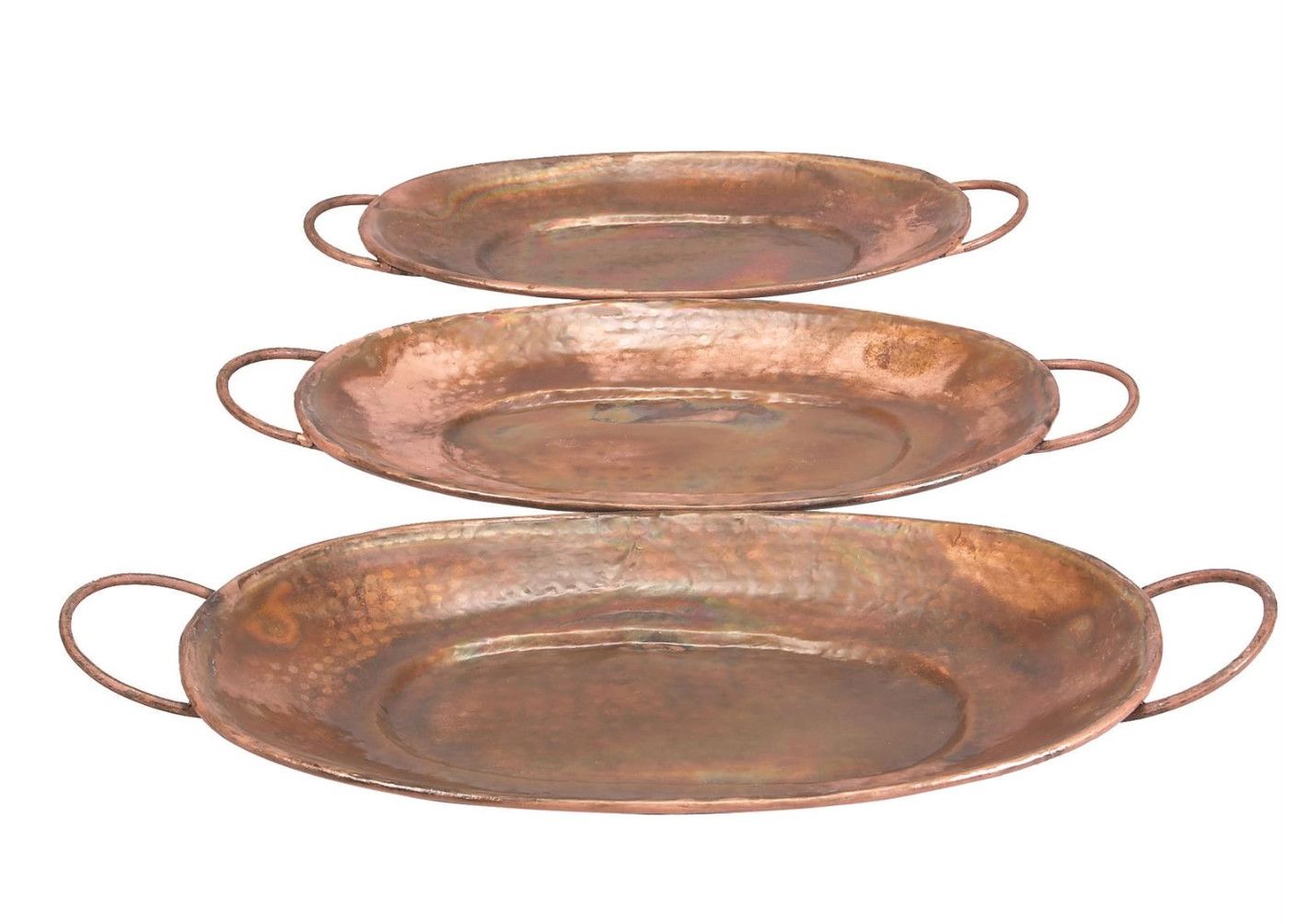 Copper Decor Tray W/ Handles, Size: Small