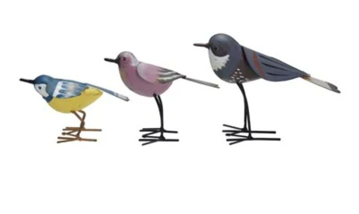 Painted Metal Bird, Size: Large Grey