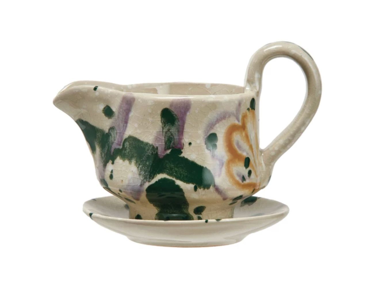 Hand-Painted Creamer &amp; Saucer Set
