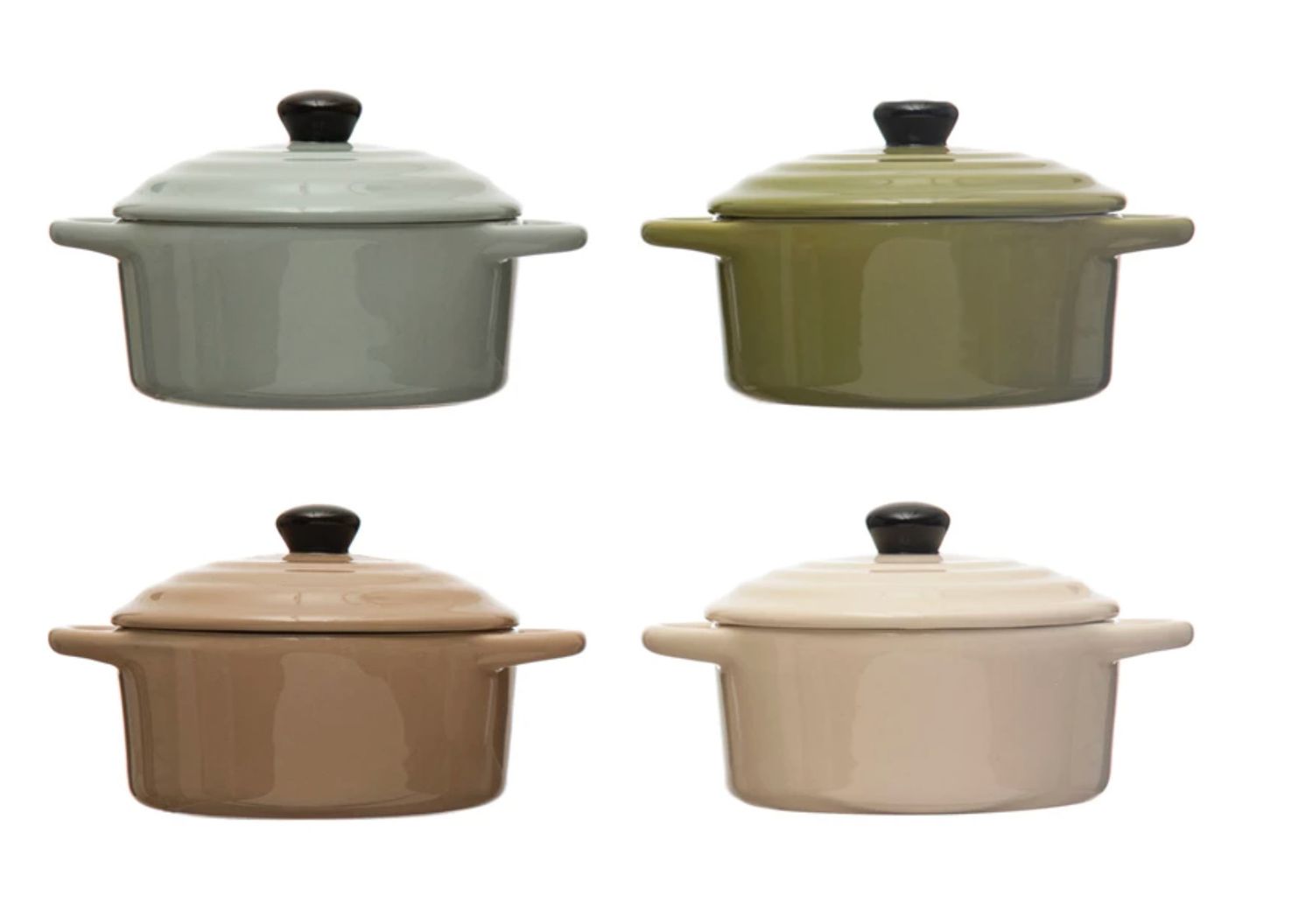 1 Cup Stoneware Mini Baker w/ Lid, Color: Cream