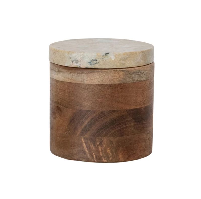 Acacia Wood Container w/ Marble Lid