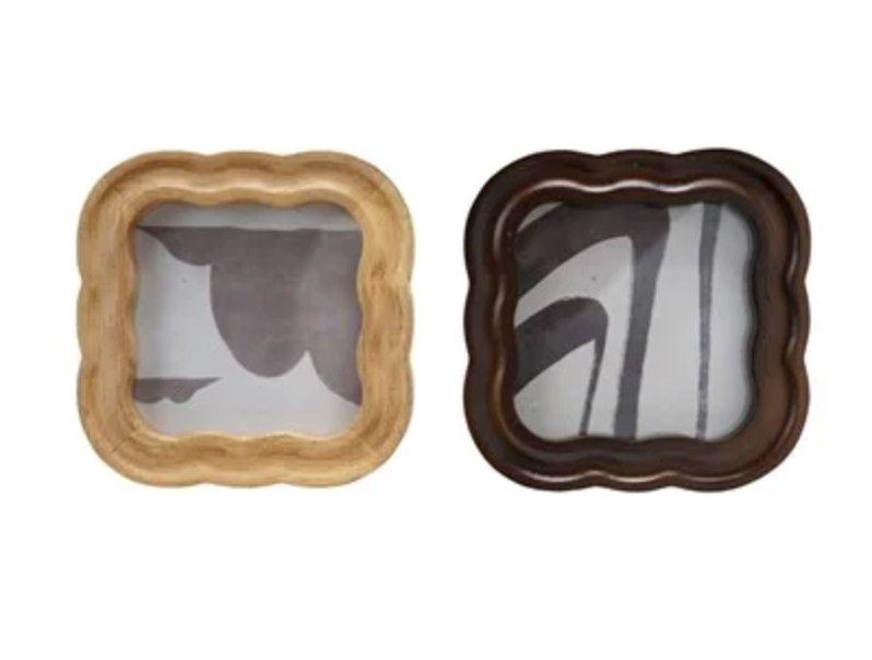 Scalloped Photo Frame 4x4", Color: Light Wood