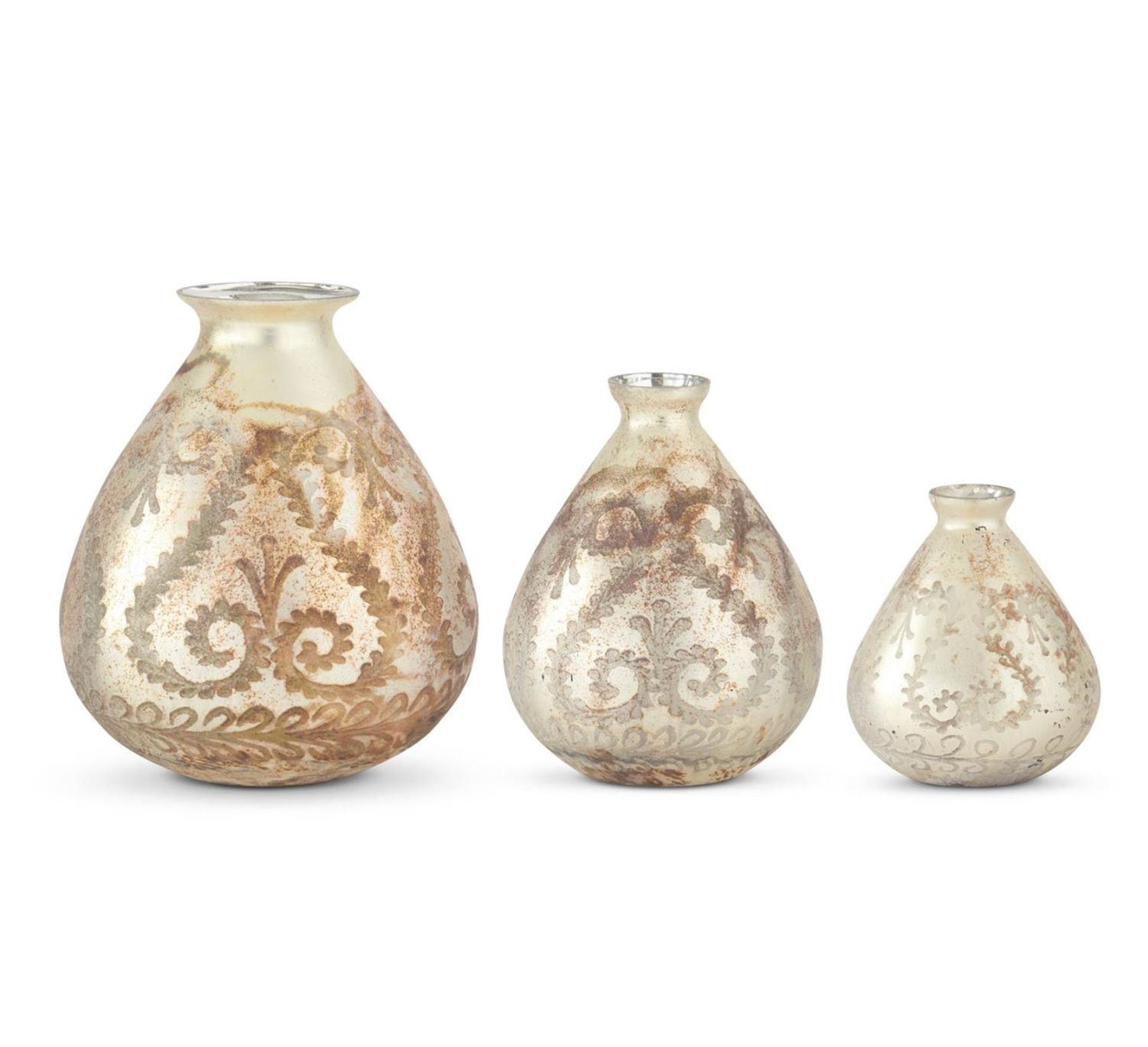 Champagne Etched Glass Vase, Size: Small