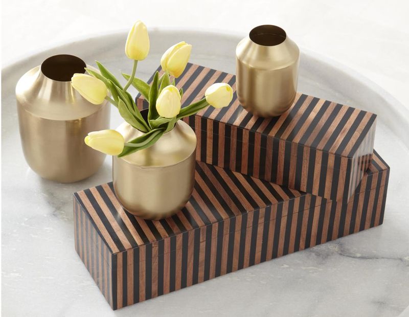 Brown &amp; Black Striped Tile Box