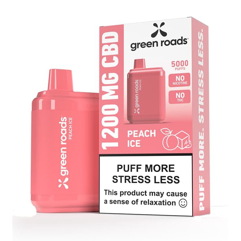 CBD Puffs Handheld Vape by Green Roads - 1200mg, Material: Peach Ice
