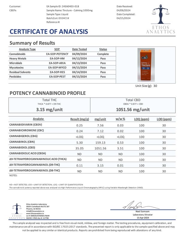 CBDfx Calming Tincture with CBN