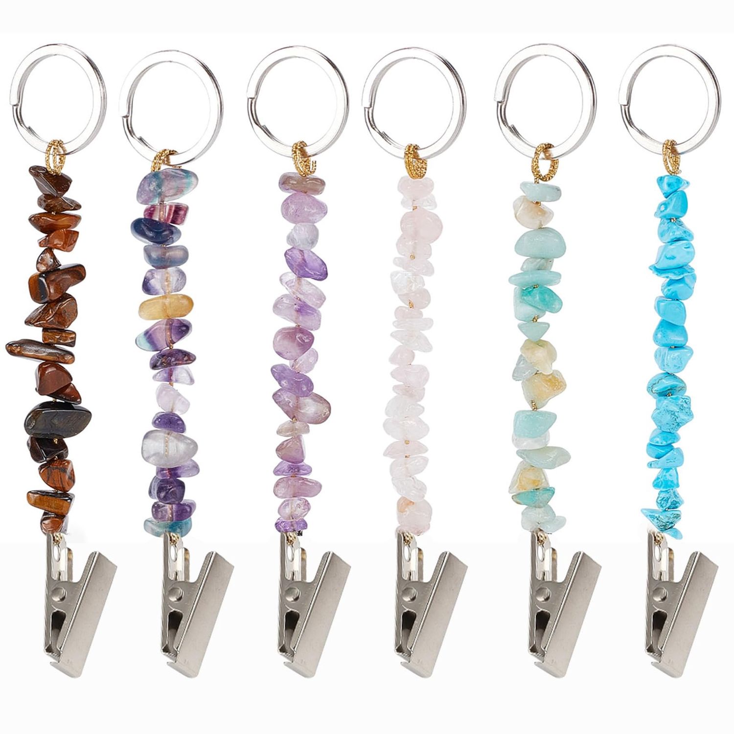 Gemstone Alligator Clip Keychain