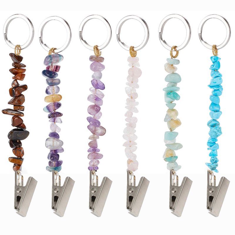 Gemstone Alligator Clip Keychain