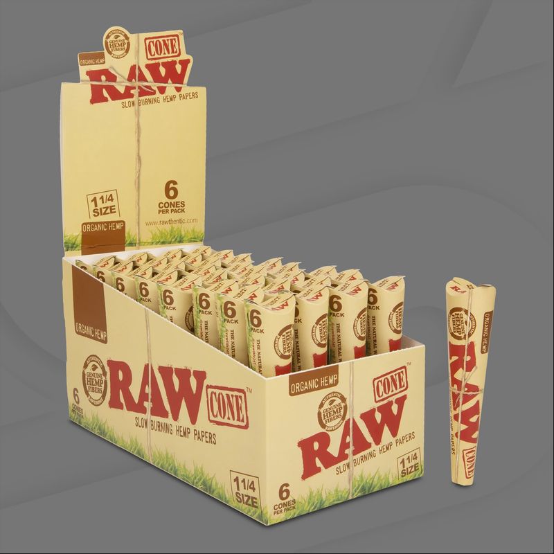 RAW Cone - 1 1/4 Organic -  6 Pack