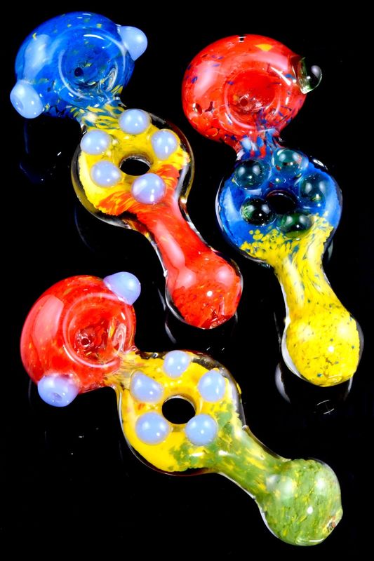 Thick Rasta Frit Donut Hole Glass