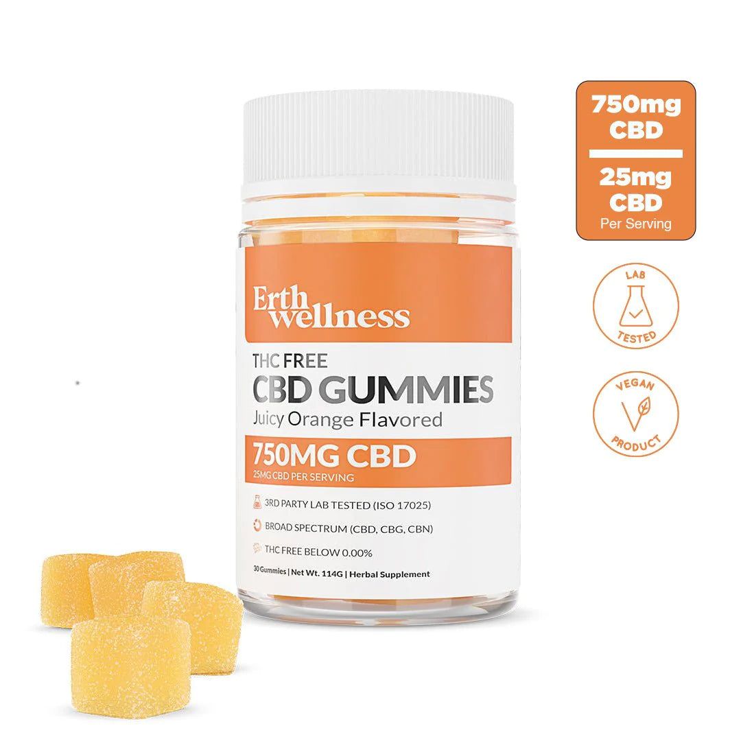 Erth Wellness THC-Free Stress Gummies, Attribute: Stress 750mg