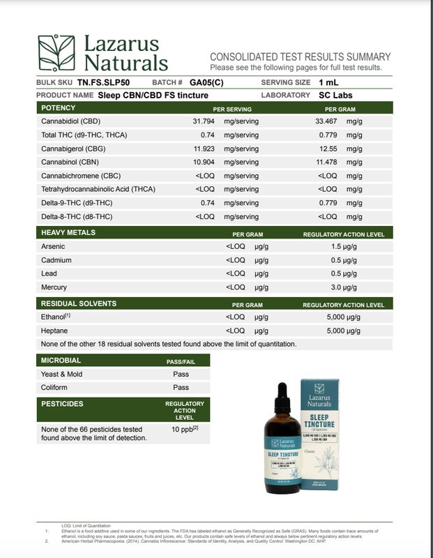 Lazarus Naturals CBD+CBN Sleep Tincture
