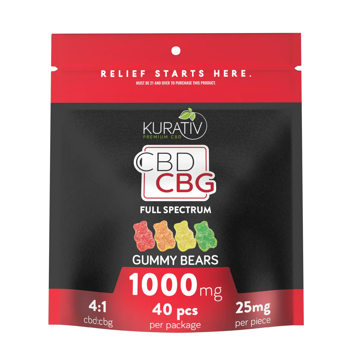 Kurativ Full Spectrum CBG Gummies 1000mg, Attribute: Gummy Bears