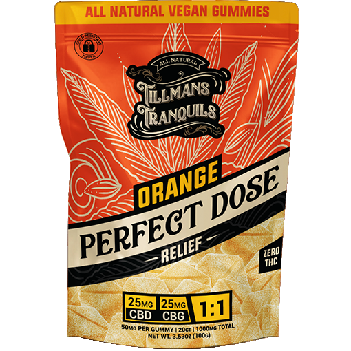 Tillman's Tranquils CBD-Only Gummies, Attribute: Orange Relief CBD:CBG