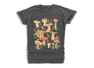 Mushroom Mix Mystical Tee Shirt - Dark Grey