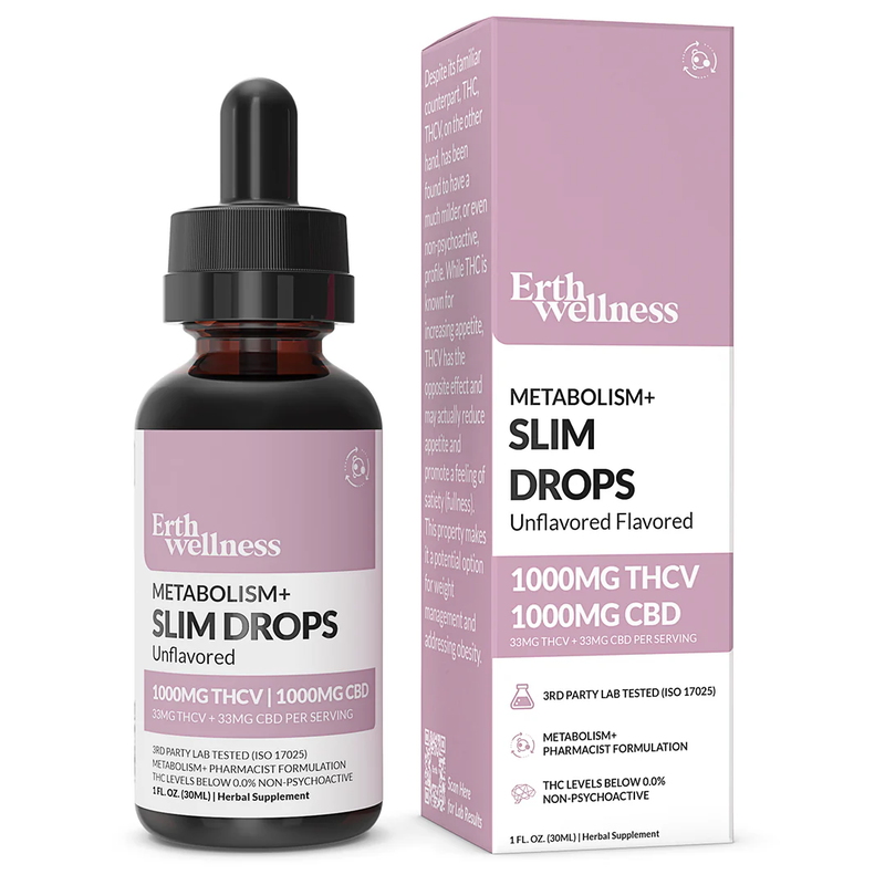 Slim Drops 1000mg THCV + CBD Tincture - Erth Welness Slim Drops 1000mg THCV + CBD Tincture - Erth Welness