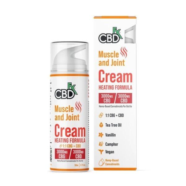 CBDfx CBD:CBG Muscle and Joint Heating Cream, Size: 3000mg
