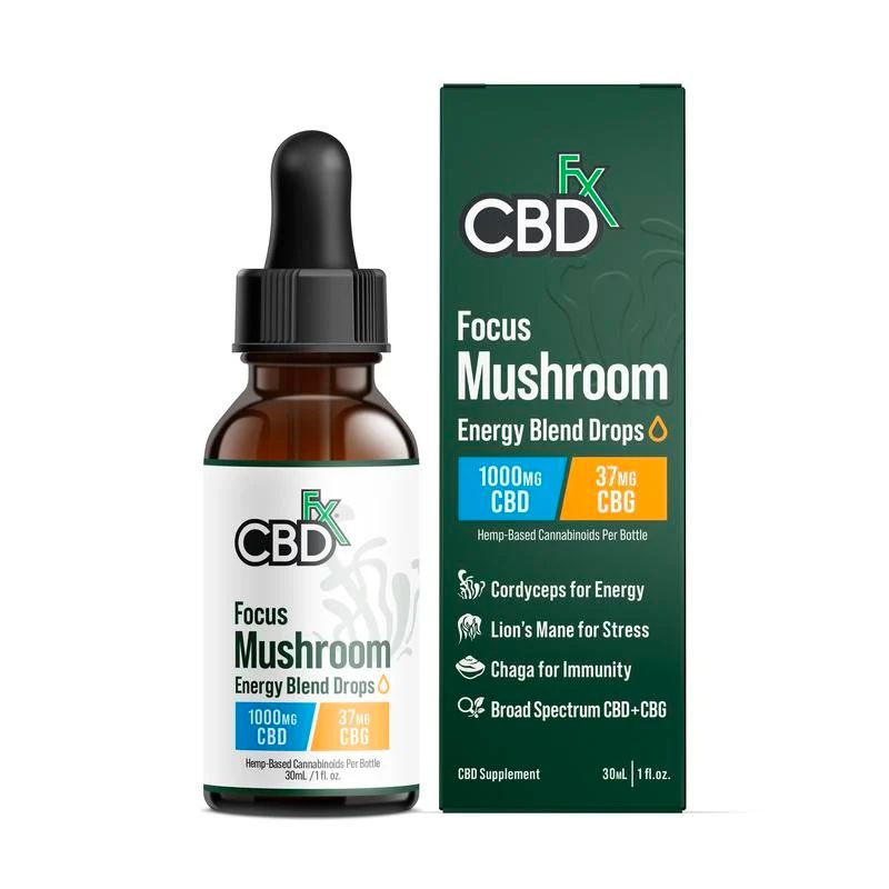 CBD fx Focus Mushroom + CBD Drops – CBG Energy Blend, Size: 1000mg