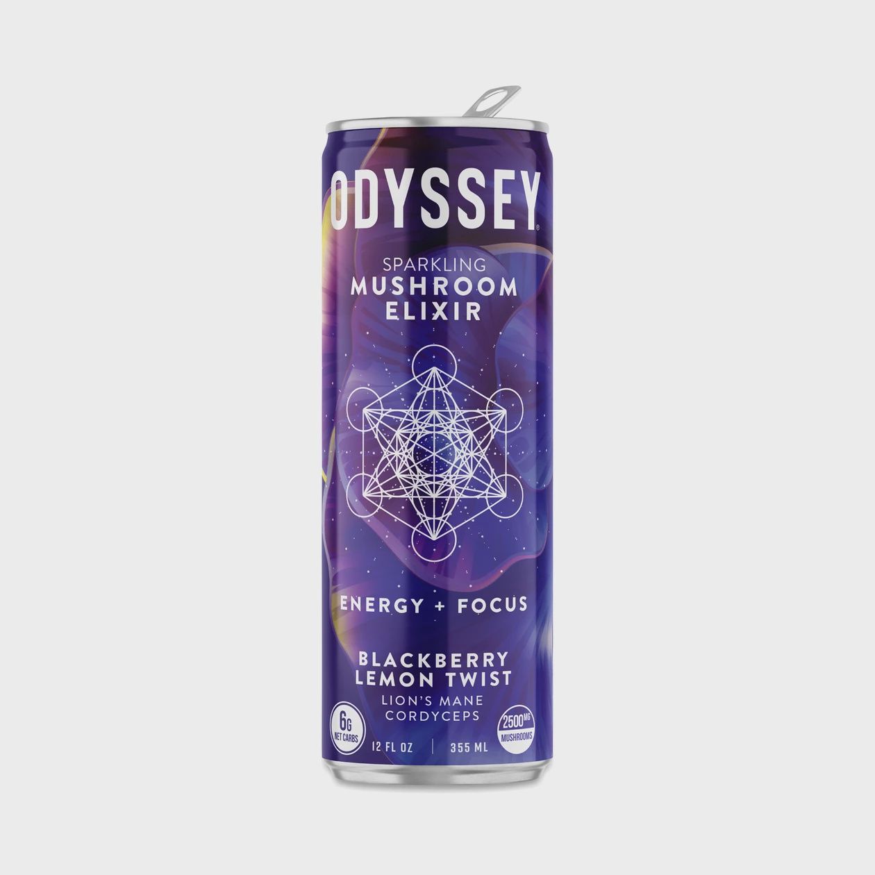 Odyssey Sparkling Mushroom Elixer, Attribute: Elixir Blackberry Lemon 85mg Caffeine