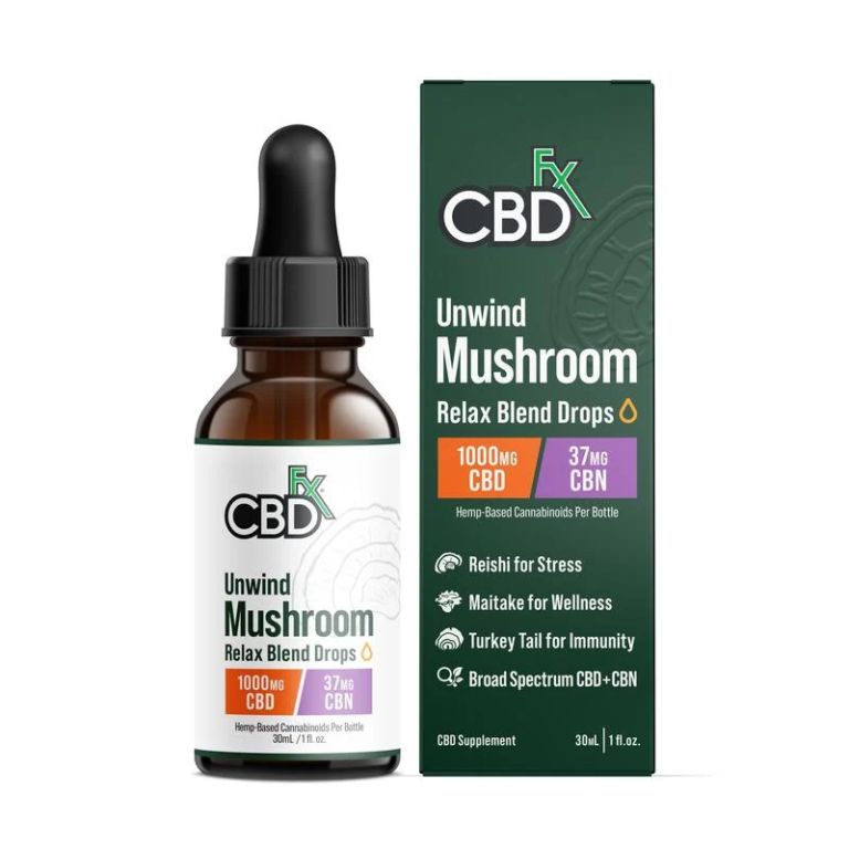 CBDfx Unwind Mushroom + CBD Drops: CBN Relax Blend, Size: 1000mg