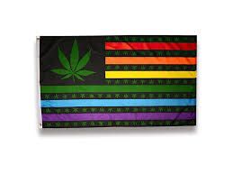 Rainbow Marijuana Leaf Flag