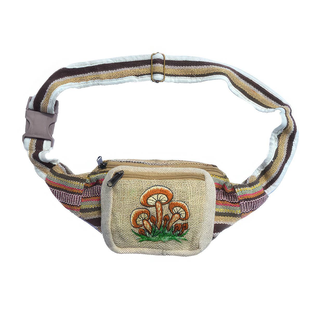 Bags & Lunchboxes, Attribute: Fungus Patch of Mushrooms Hand Embroidered Mushroom Belt Bag