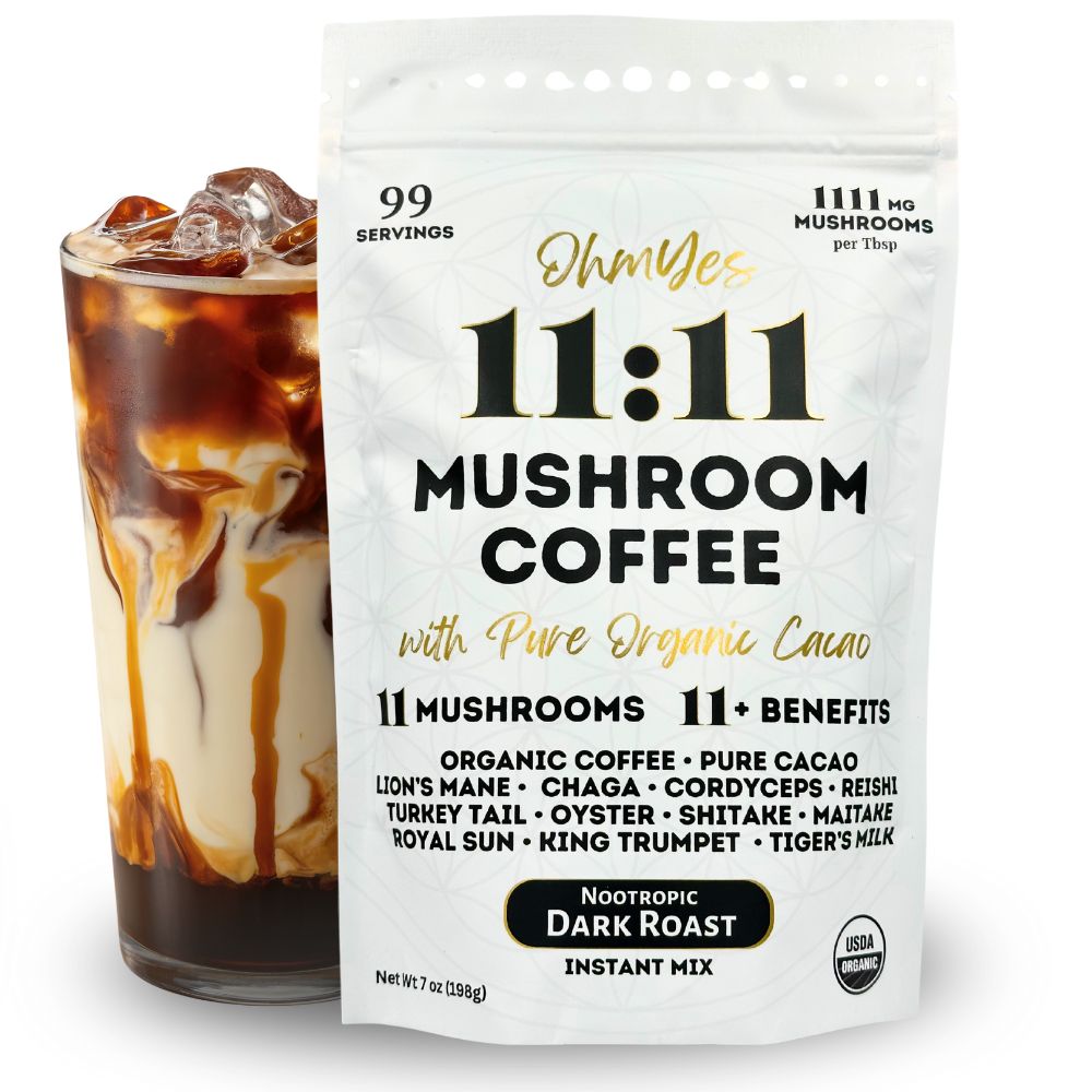 OhmYes 11:11 | Mushroom Coffee + Cacao | 99 Servings - 7oz OhmYes 11:11 | Mushroom Coffee + Cacao | 99 Servings - 7oz