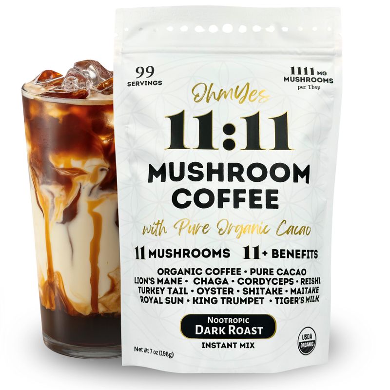 OhmYes 11:11 | Mushroom Coffee + Cacao | 99 Servings - 7oz OhmYes 11:11 | Mushroom Coffee + Cacao | 99 Servings - 7oz