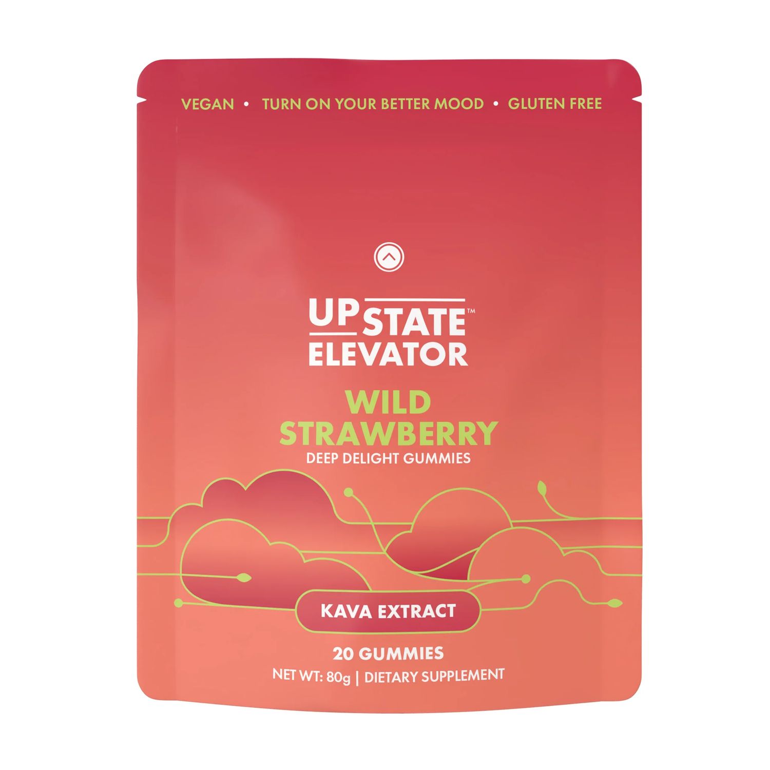 Upstate Elevator Kava Gummies, Attribute: Wild Strawberry Deep Delight Gummy - 25mg Kava