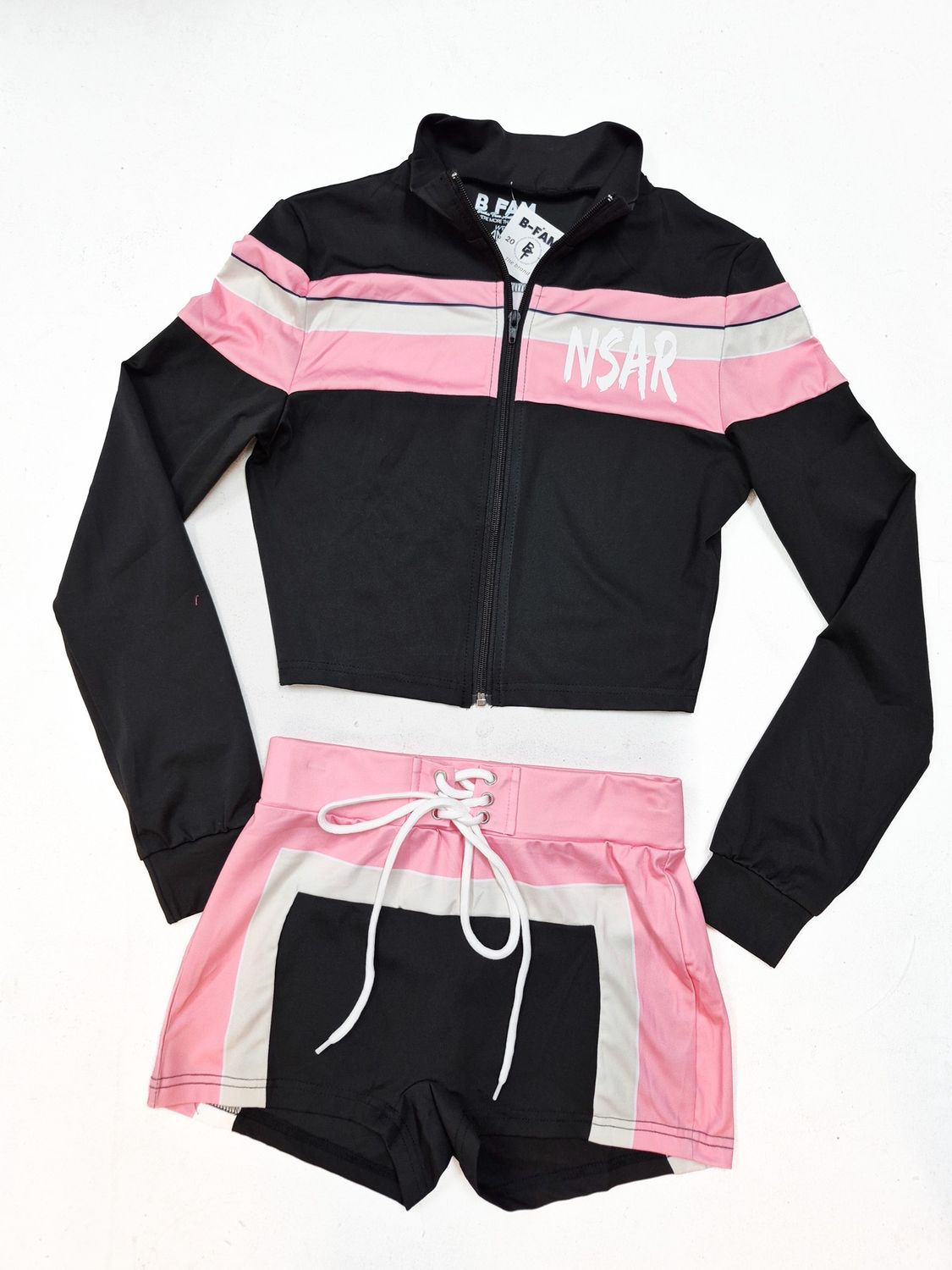 3PCS SHORT SET LONG, Colour: BLACK, Size: SMALL