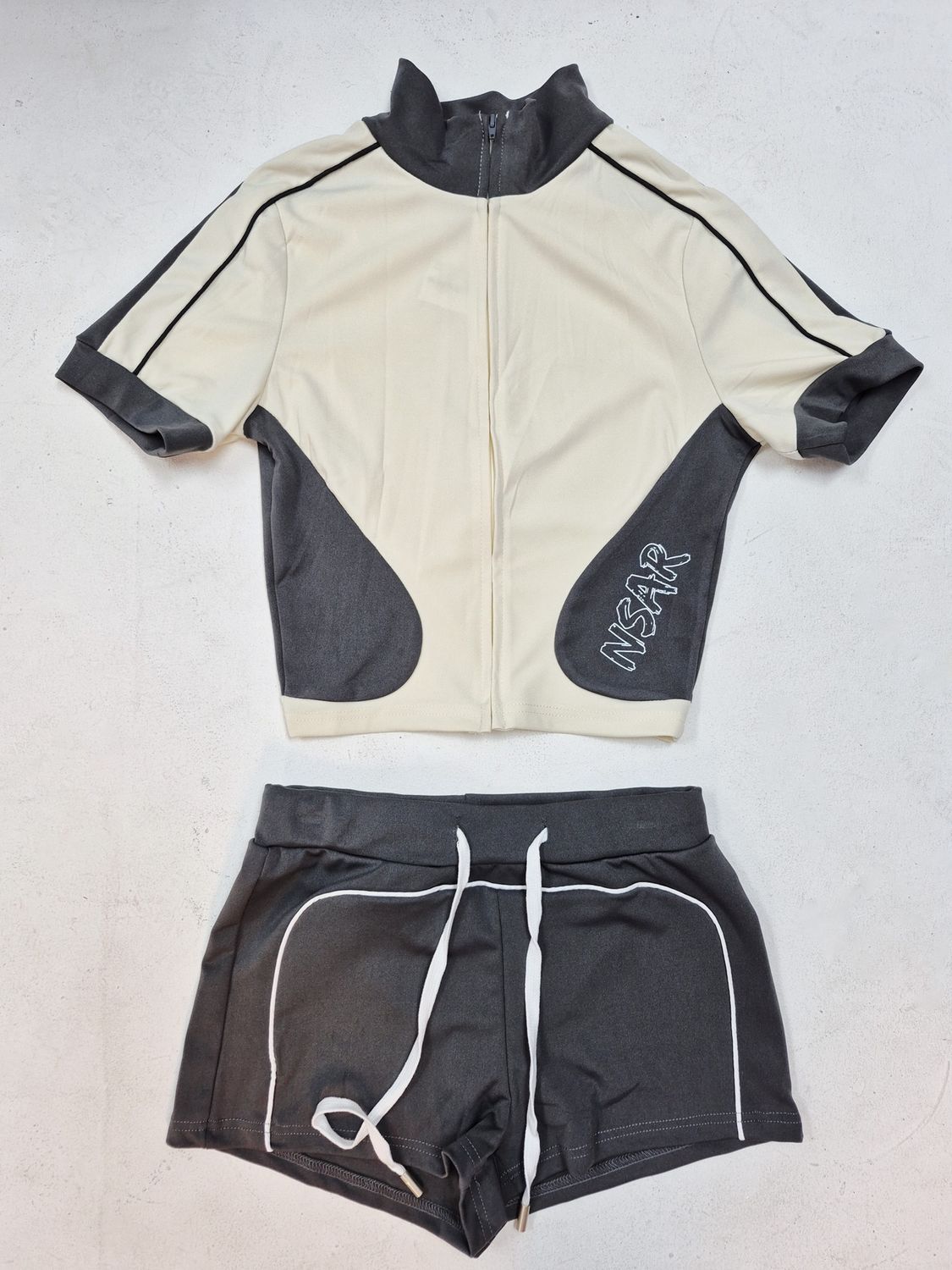 CROP SHORT SET, Colour: TAN, Size: SMALL