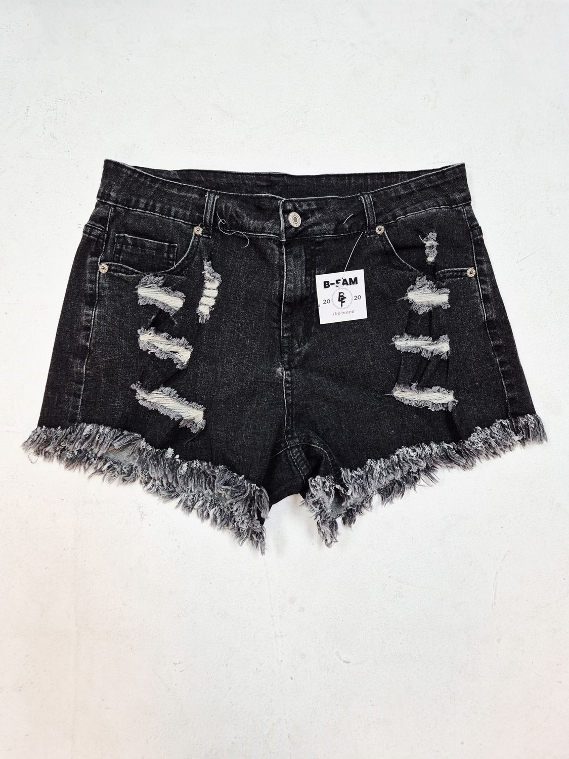 JEAN SHORTS, Colour: BLACK, Size: LARGE
