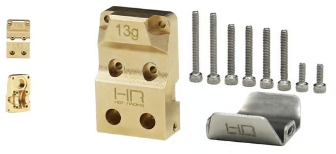 Brass differential cover set w/stainless steel axle skid plate for Axial SCX24 (USED)
