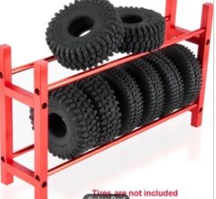 Tire Storage Rack, Red Aluminum, 1/18, 1/24  SMALL scale tires