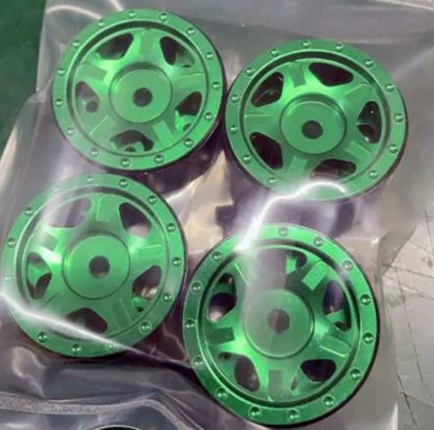 1.0 SCX2409 Green Aluminum Beadlock Wheels, 1/24 (4 pcs.)  (USED)