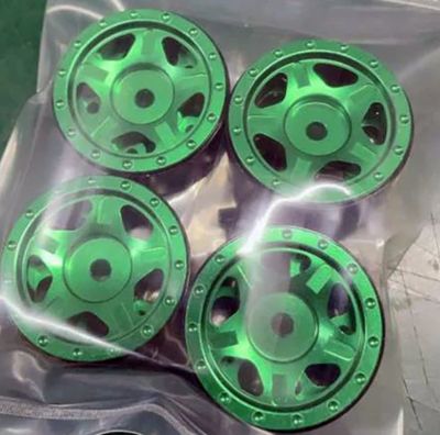 1.0 SCX2409 Green Aluminum Beadlock Wheels, 1/24 (4 pcs.)  (USED)