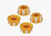 M4 Aluminum Hexagonal Wheel Nuts 4 pc., (GOLD)