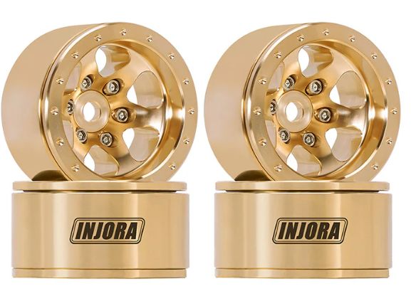 INJORA 1.0&quot; 40g/pcs Brass Beadlock Wheels Offset -4.7mm for 1/24 1/18 RC Crawler