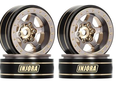 INJORA 1.0 Plus Brass Beadlock Wheel Rims 6-Spoke Wheels for TRX4M AX24 SCX24 FCX24 1/24 1/18 RC Crawler,42g/pcs (Grey)