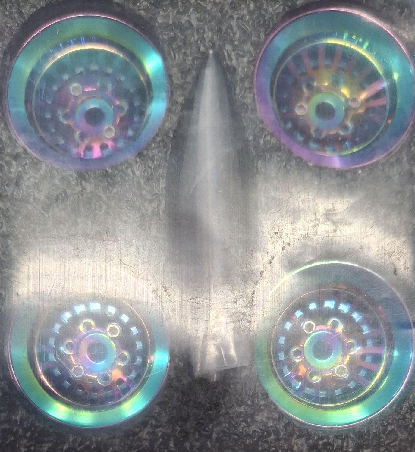 1.0 Aluminum Beadlock Wheels, (Rainbow pattern)