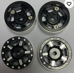 CNC ALUMINUM ALLOY RC BEADLOCK WHEEL RIMS 1.0&quot; FOR AXIAL SCX24 BLACK