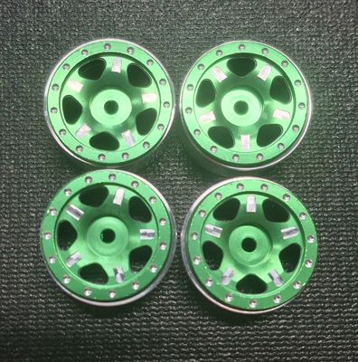 NC ALUMINUM ALLOY RC BEADLOCK WHEEL RIMS 1.0&quot; FOR AXIAL SCX24  (GREEN)