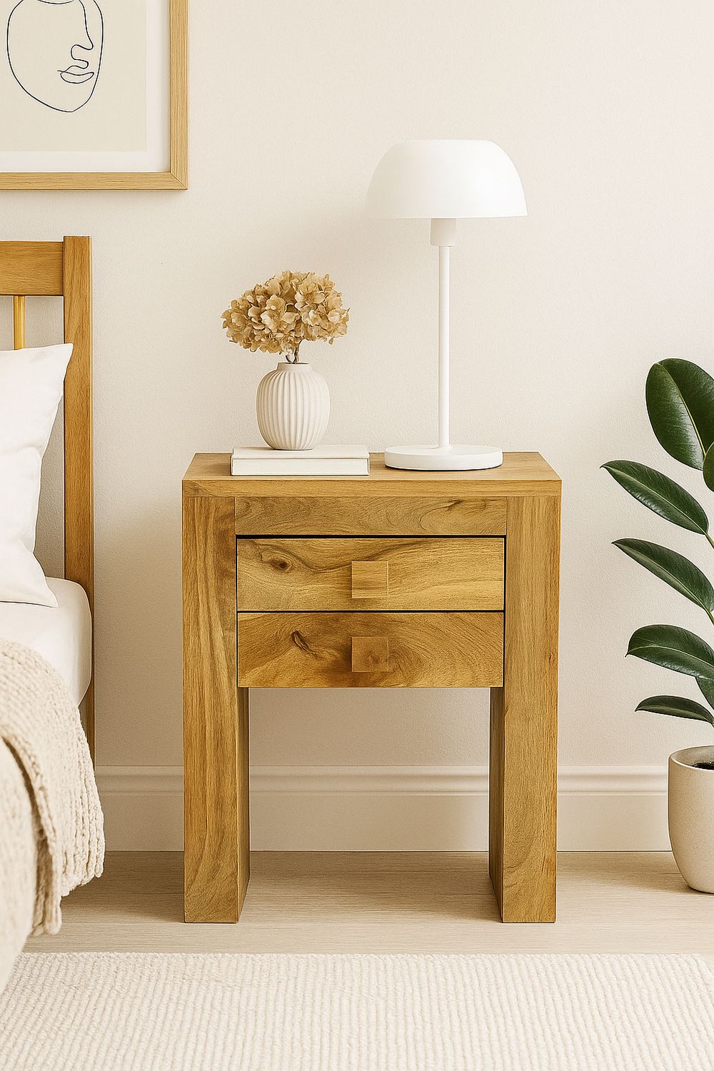 Szafka nocna z litego drewna mango