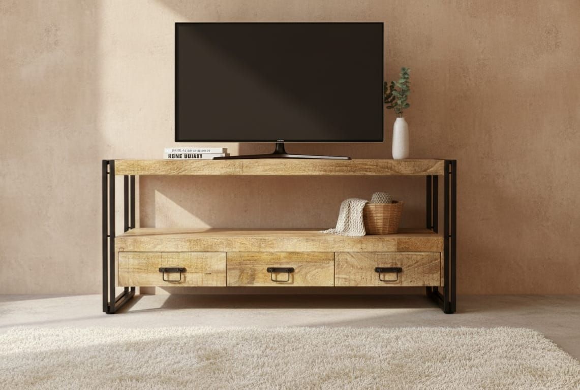 Komoda RTV z litego drewna mango