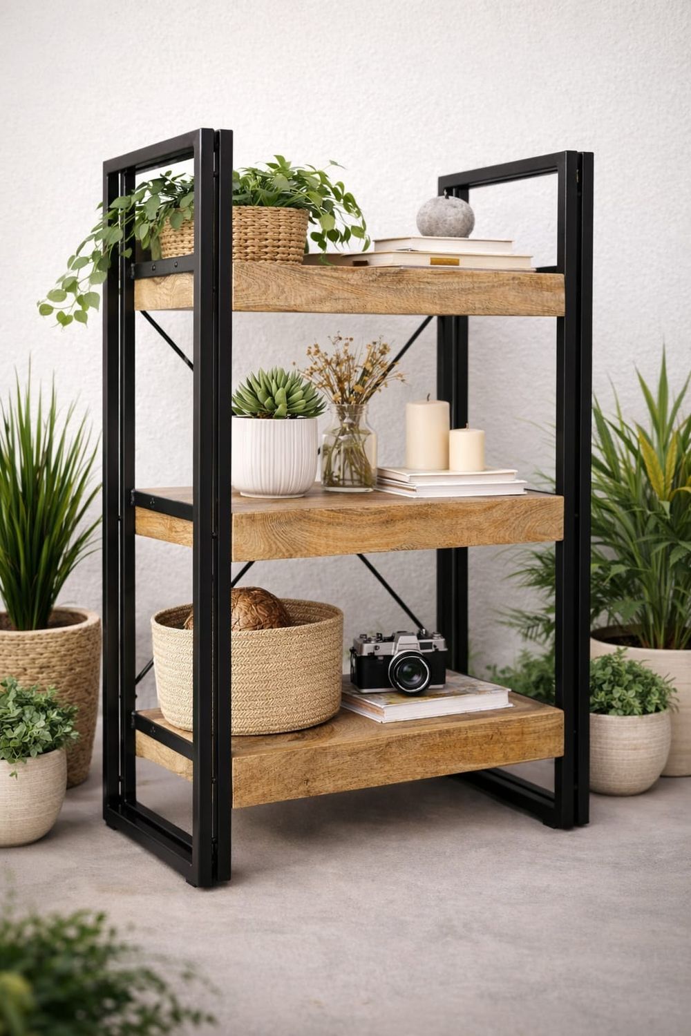 Regał z litego drewna mango