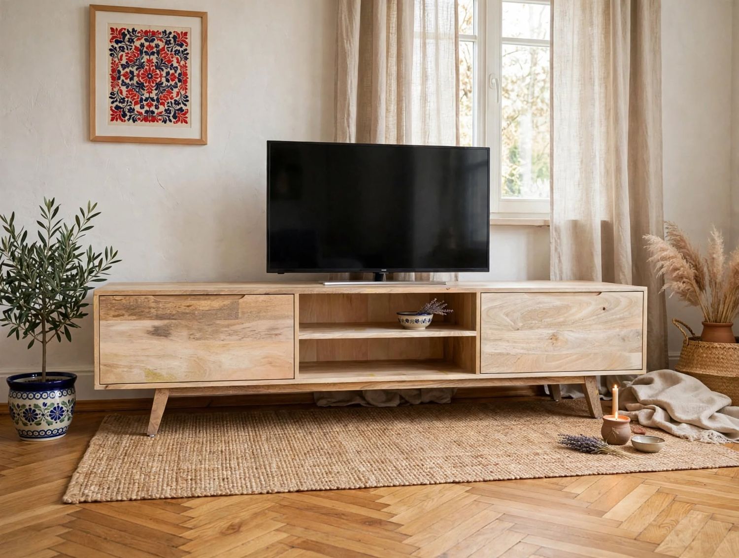 Szafka RTV Drewniana Mango 210cm