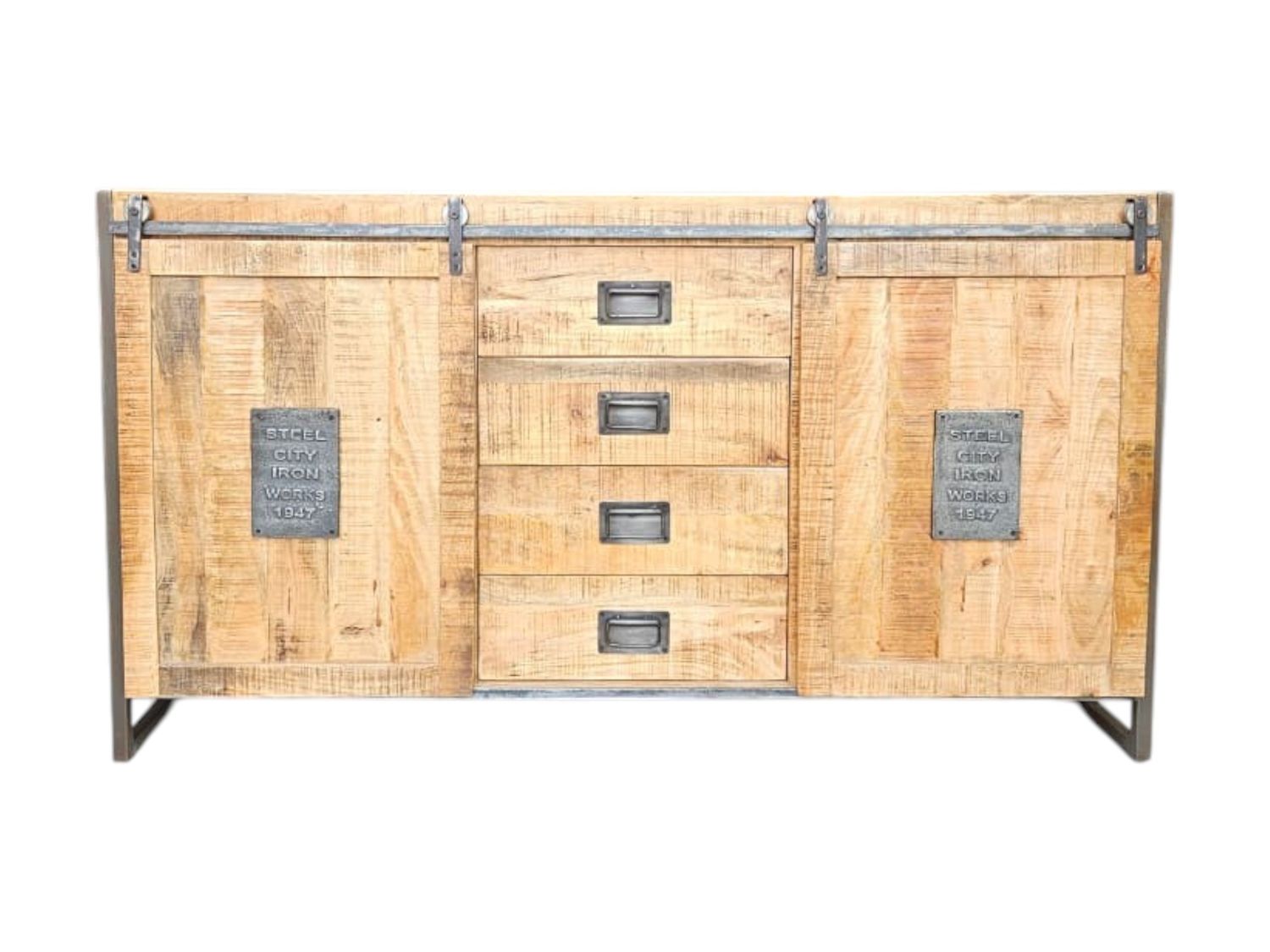 Komoda Industrialna z Drewna Mango 160cm Komoda industrialna z litego drewna mango 160cm front