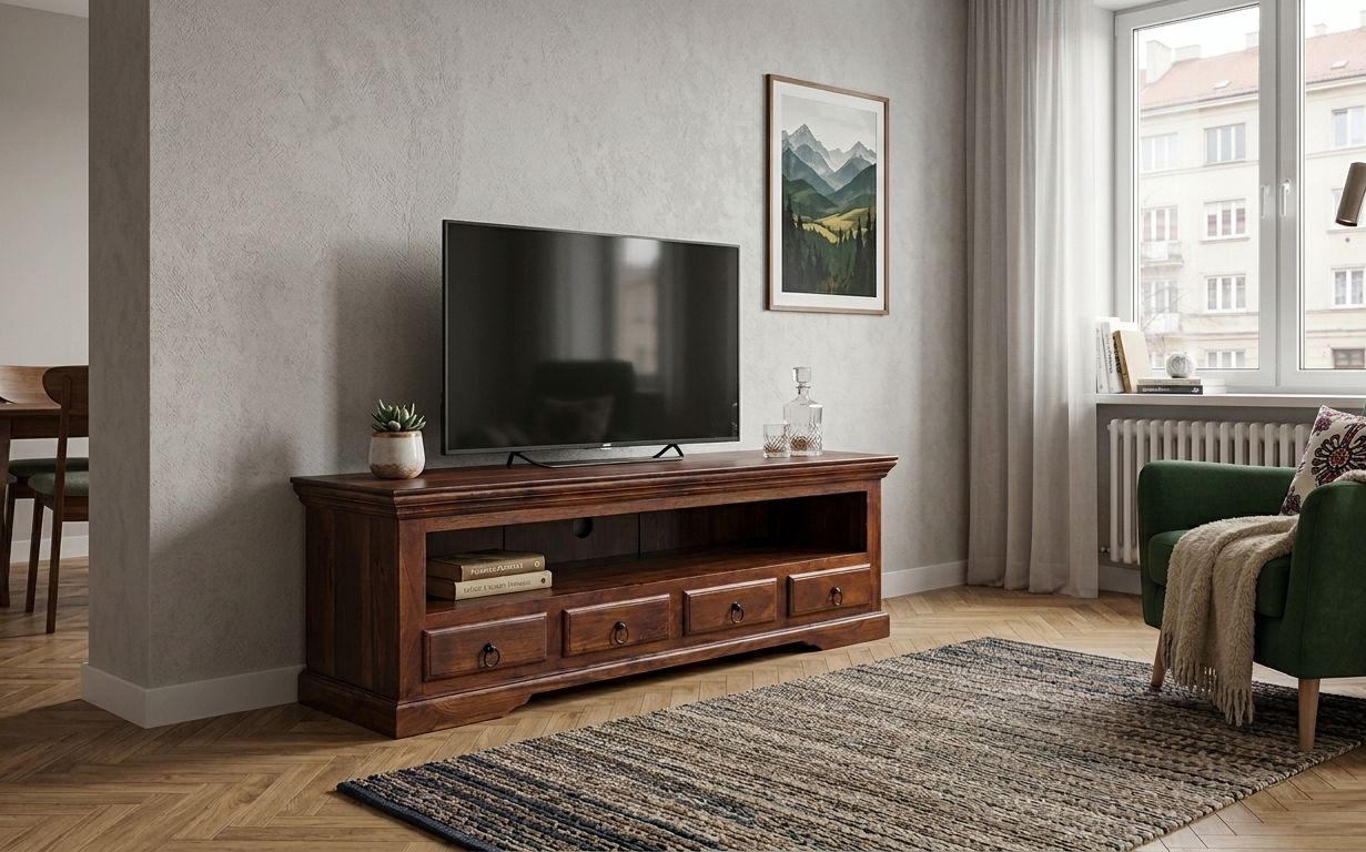 Komoda RTV z litego drewna akacjowego